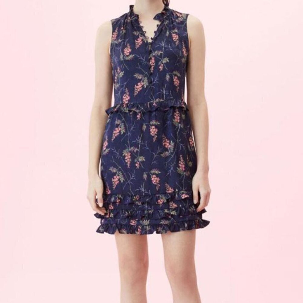Rebecca Taylor Ivie Jacquard Silk Sleeveless Dress Size 6